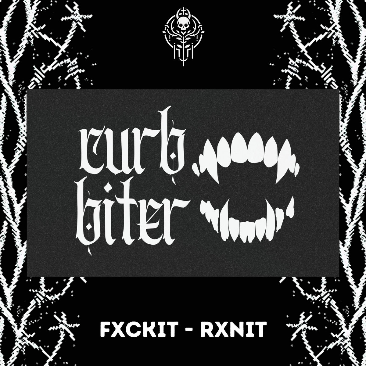 Curb Biter Goth White on Black Car Magnets
