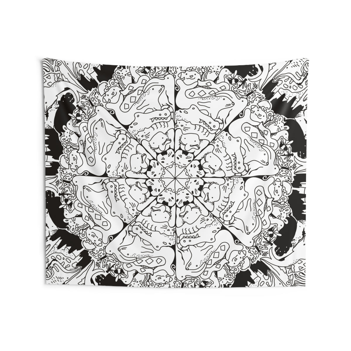 Black and White Animal Mandala Baby Stimulus Tapestry