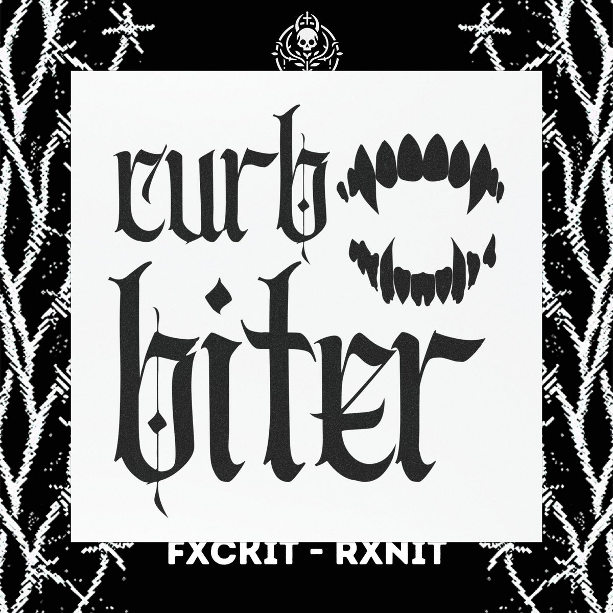 Curb Biter Goth Black on White Car Magnets