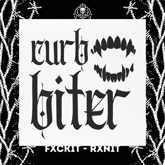 Curb Biter Goth Black on White Car Magnets