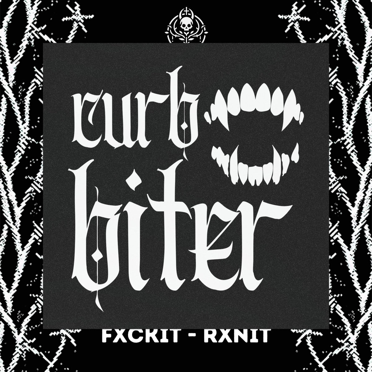 Curb Biter Goth White on Black Car Magnets