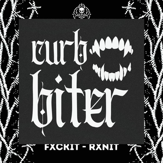 Curb Biter Goth White on Black Car Magnets