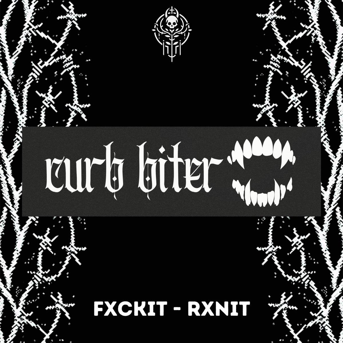 Curb Biter Goth White on Black Car Magnets