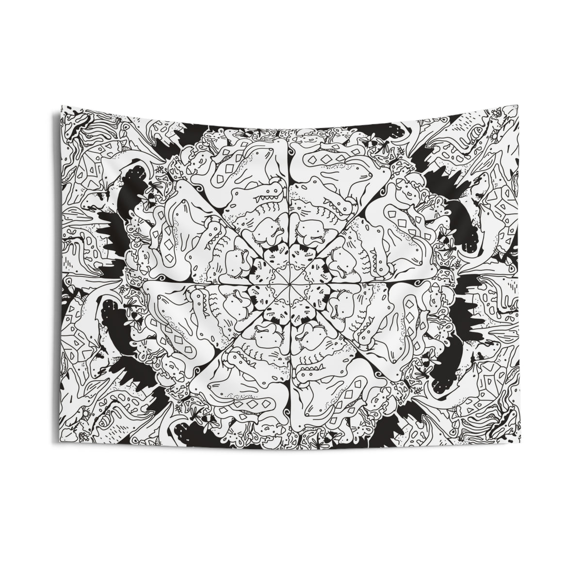 Black and White Animal Mandala Baby Stimulus Tapestry