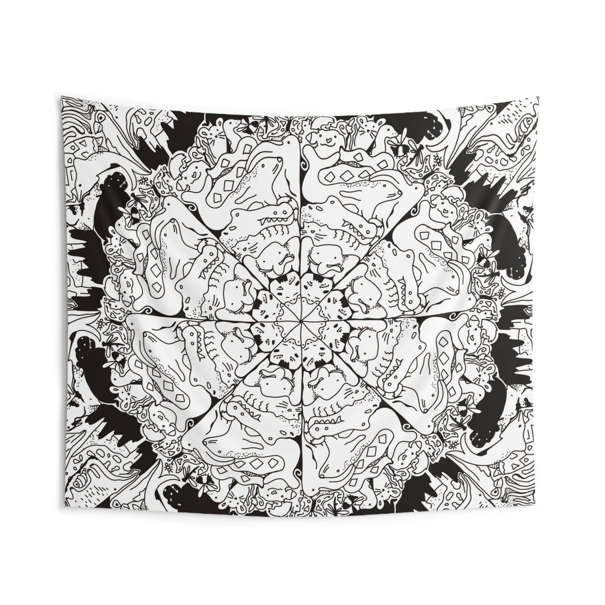 Black and White Animal Mandala Baby Stimulus Tapestry