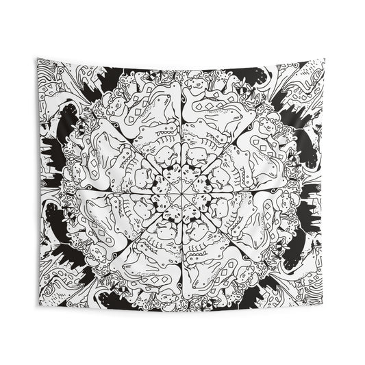 Black and White Animal Mandala Baby Stimulus Tapestry