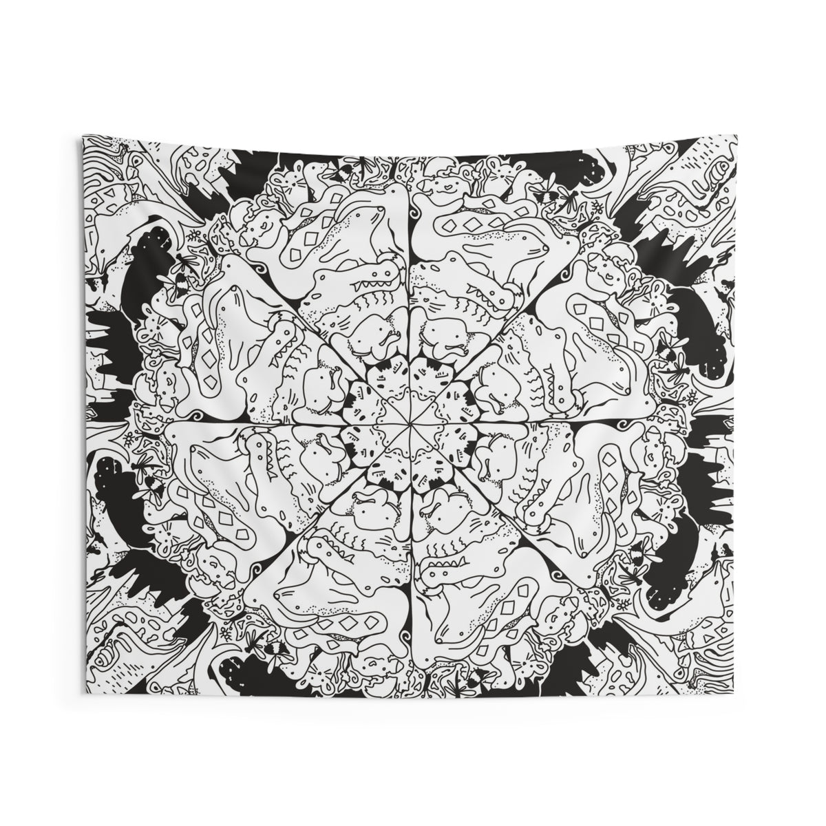 Black and White Animal Mandala Baby Stimulus Tapestry